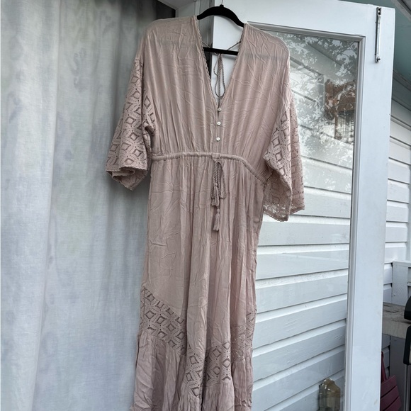Miou Muse Pants - Elegant Beige Lace Jumpsuit